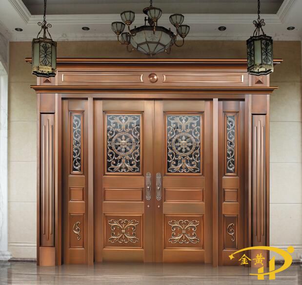 四開子母玻璃銅門