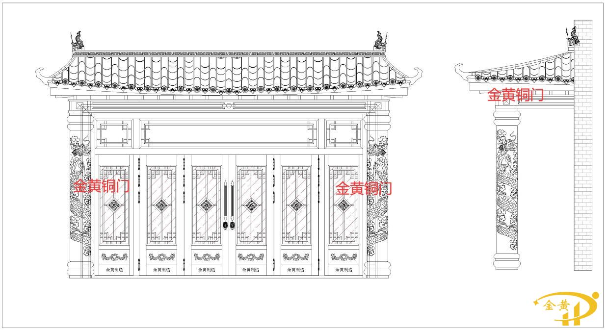 別墅銅門CAD效果圖