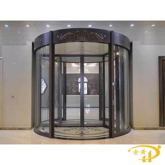 酒店玻璃旋轉銅門